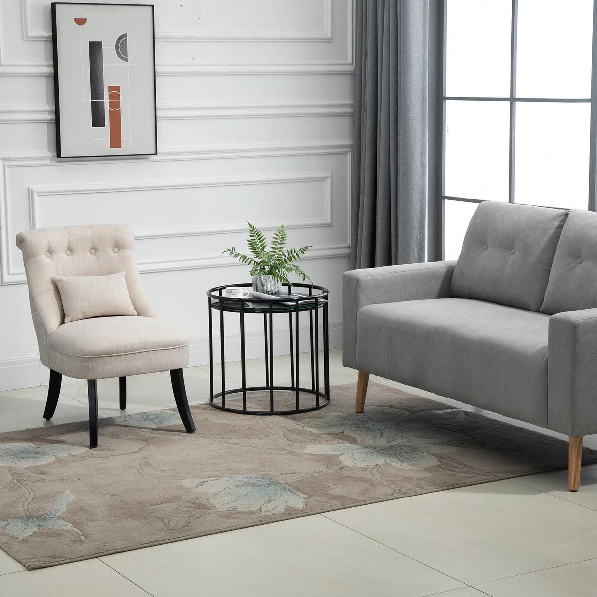 RELAXSESSEL, Sessel mit Rückenkissen, Loungesessel mit Leinenoptik - Weiß, Textil (69/77/52.5cm) - HOMCOM