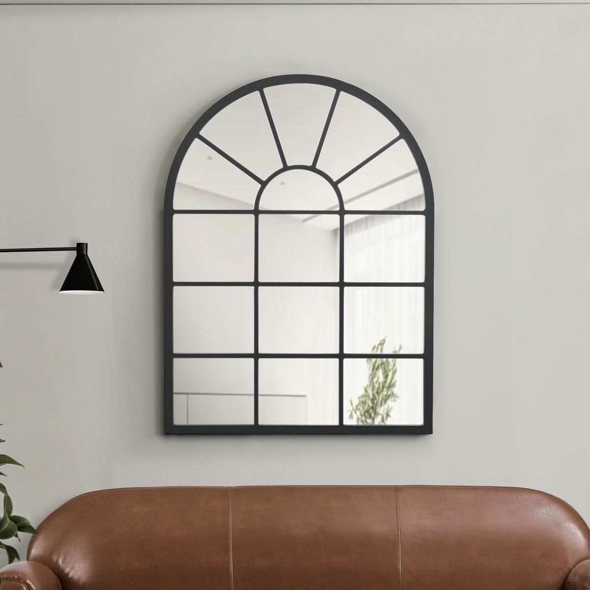 WANDSPIEGEL Villalago - Schwarz, Glas/Holzwerkstoff (60/80/1.8cm) - [en.casa]
