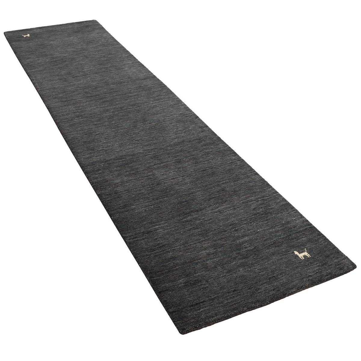 NATUR TEPPICH LÄUFER INDO NEPAL GABBEH SHIVA - Anthrazit, Textil (90/160cm) - Pergamon