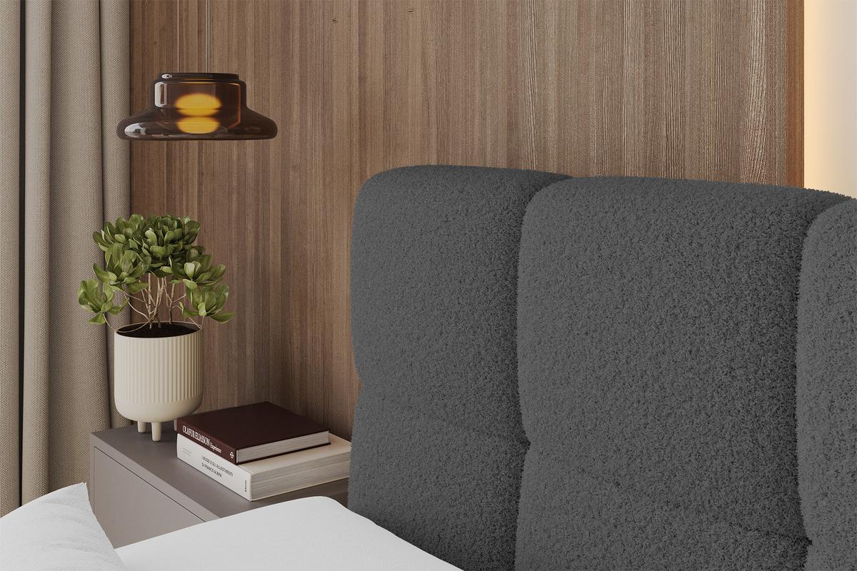 BOXBETT mit Matratze H3 - FAMA-Z - 160x200 cm Grau Quelle - Schieferfarben, Holzwerkstoff - ALTDECOR