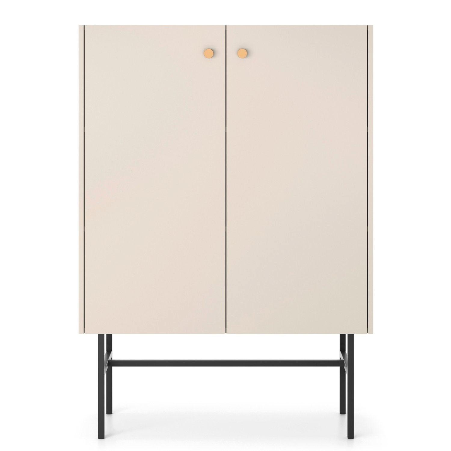 HIGHBOARD Divenos Greige 93 cm - Taupe/Goldfarben, Holzwerkstoff/Metall (93.2/131.7/39cm) - Selsey