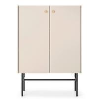 HIGHBOARD Divenos Greige 93 cm - Taupe/Goldfarben, Holzwerkstoff/Metall (93.2/131.7/39cm) - Selsey