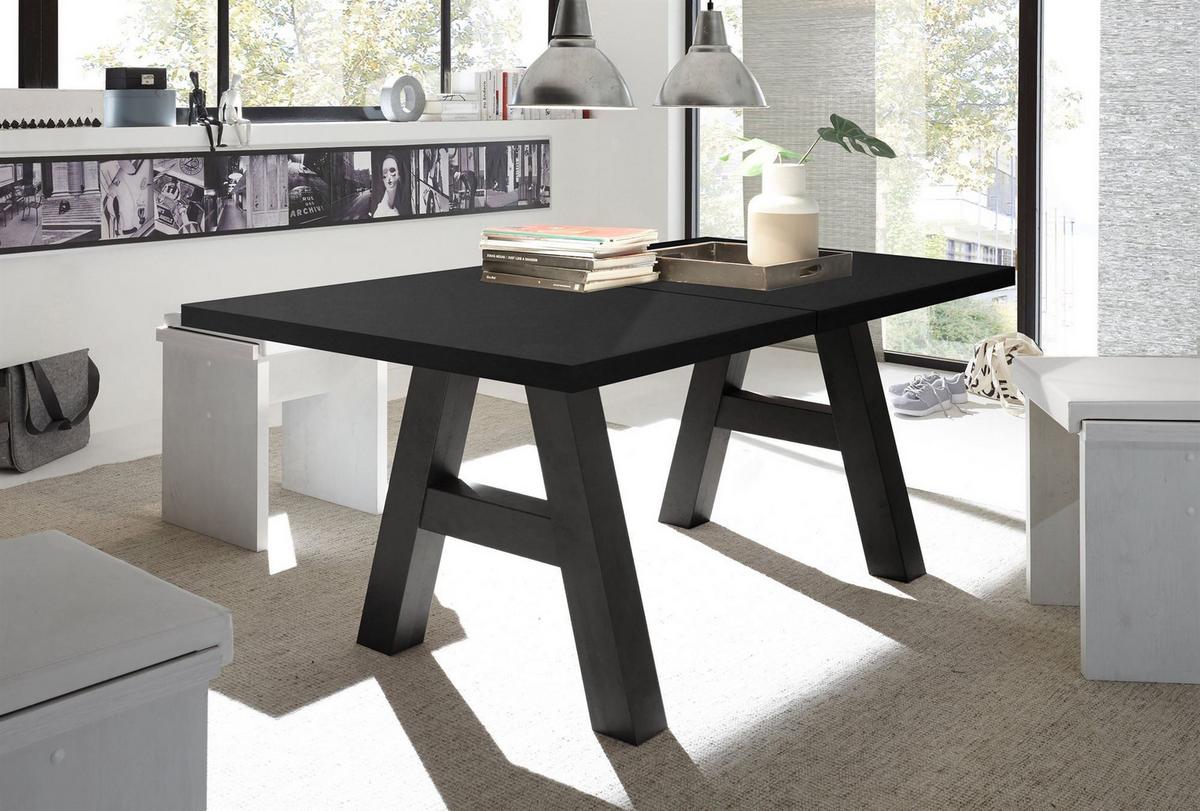 ESSTISCH ausziehbar Elia 7 140 x 90 x 75 Esszimmertisch Schwarzstahl - Schwarz, Holz (140/90/75cm) - 58aufmkessel
