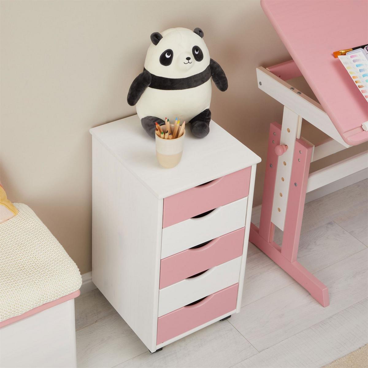 ROLLCONTAINER LAGOS weiß/rosa - Weiß/Rosa, Holz (35/65/40cm) - IDIMEX