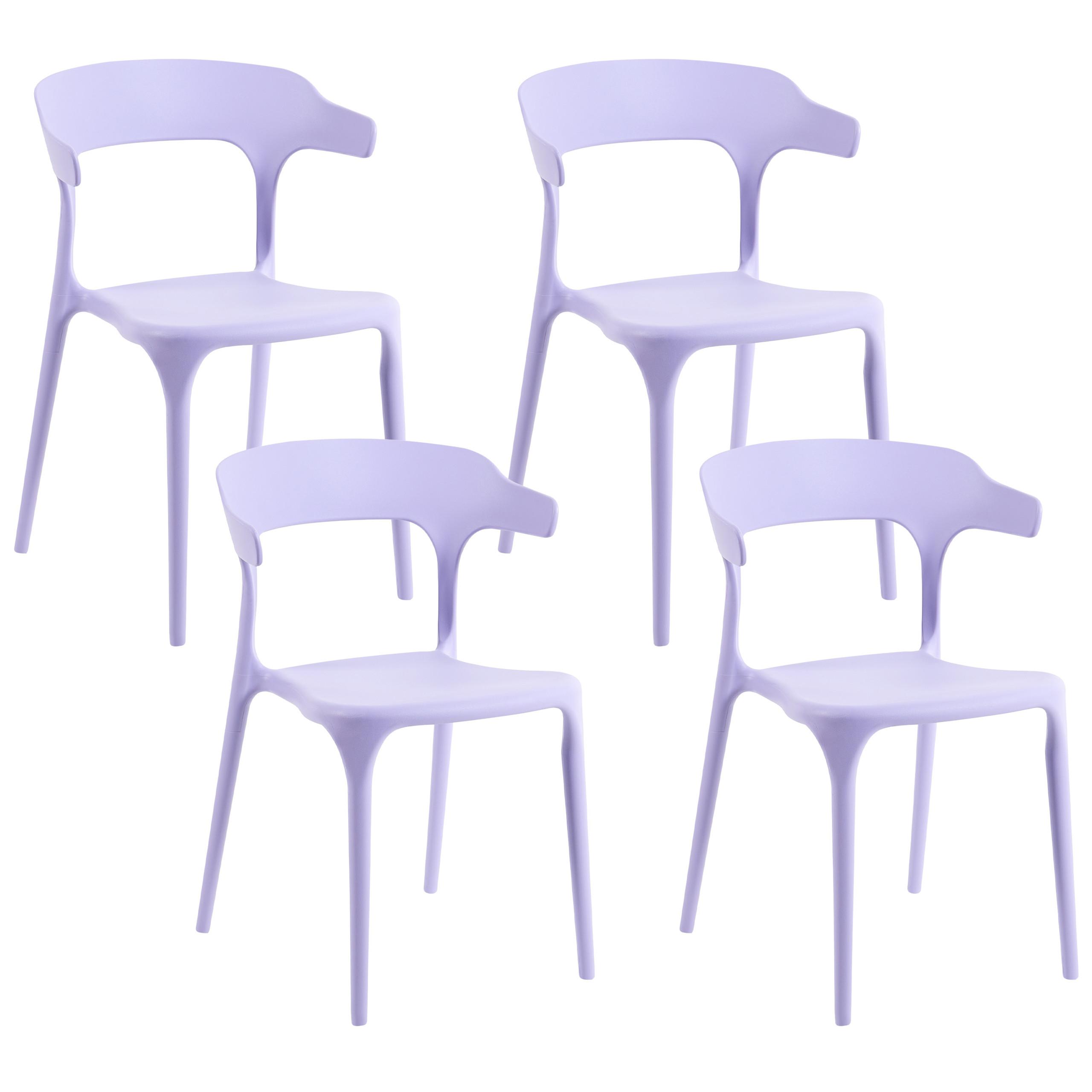 GARTENSTUHL 4er-Set Violett Gubbio - Violett, Kunststoff (50/76/49cm) - Beliani