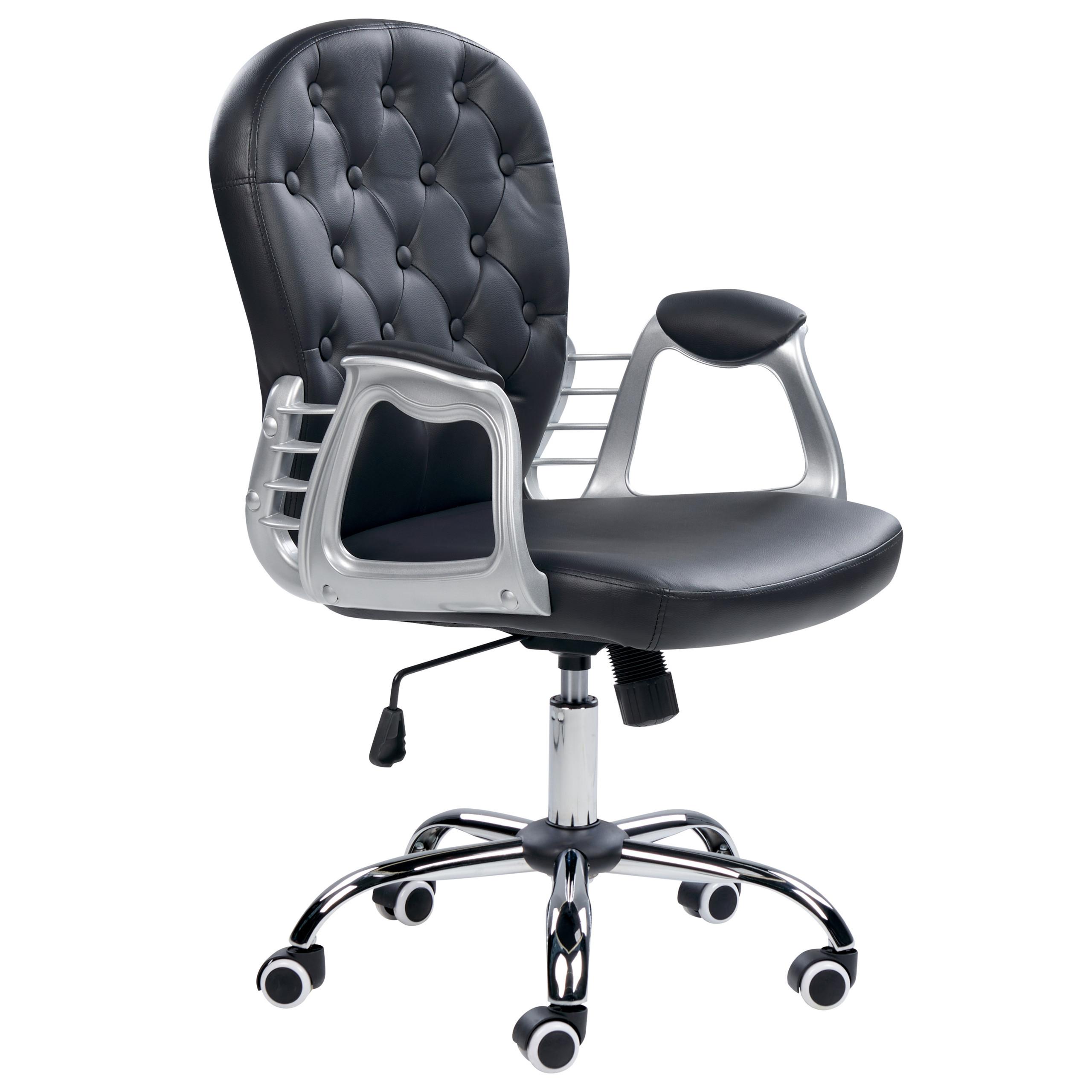 BÜROSTUHL Kunstleder Schwarz Princess - Schwarz, Textil/Metall (60/98/60cm) - Beliani