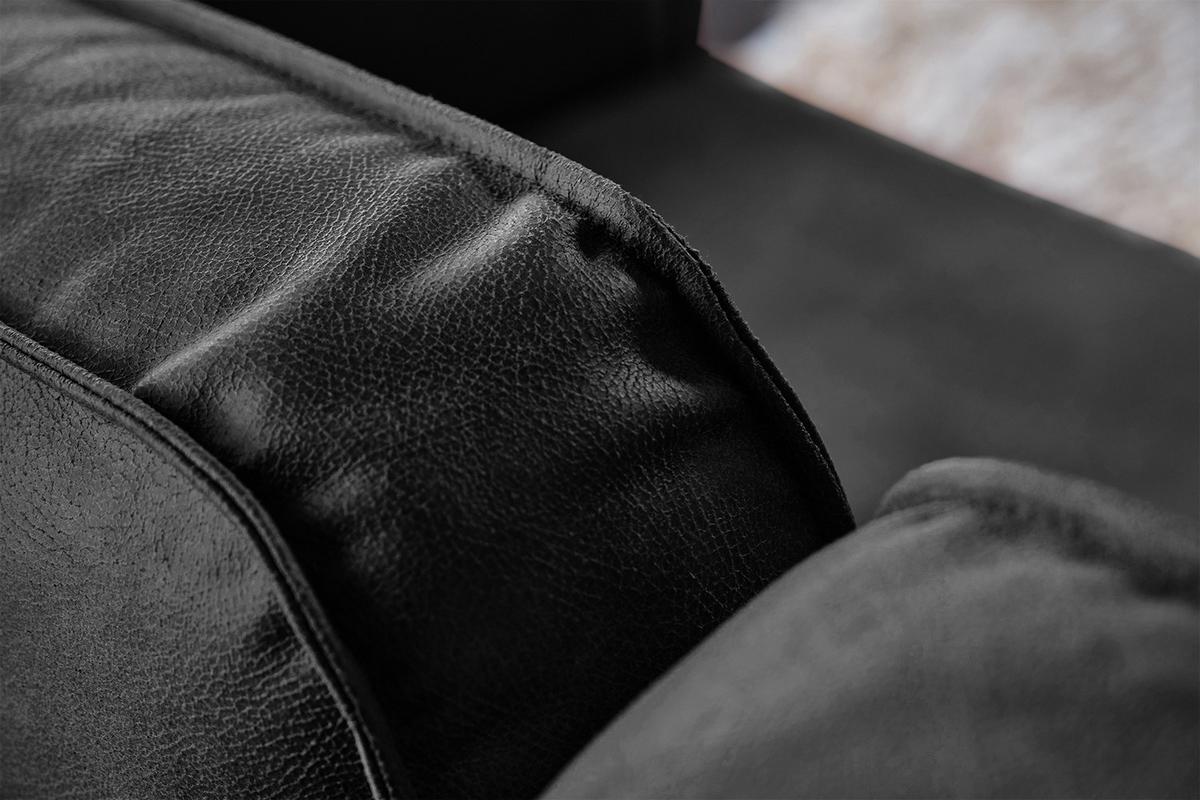 ECKSOFA VILNIUS Schwarz Lederfaserstoff - Schwarz, Leder/Metall (286/170cm) - KAWOLA
