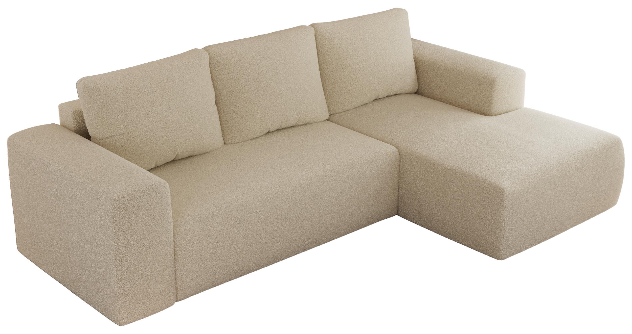 ECKSOFA TRENTINO L Beige Boucle - Rechts - Beige/Schwarz, Kunststoff/Textil (164/266cm) - MKS