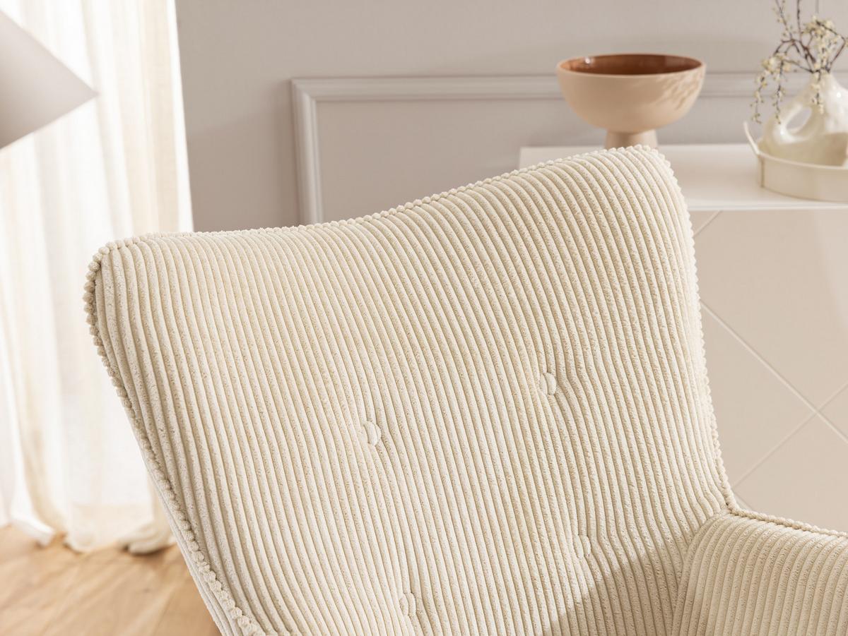 LOUNGESESSEL mit Fußhocker Lenari Beige Cordstoff mit Füßen in Natur - Beige/Naturfarben, Holz/Textil (71/96/86cm) - S-Style Möbel