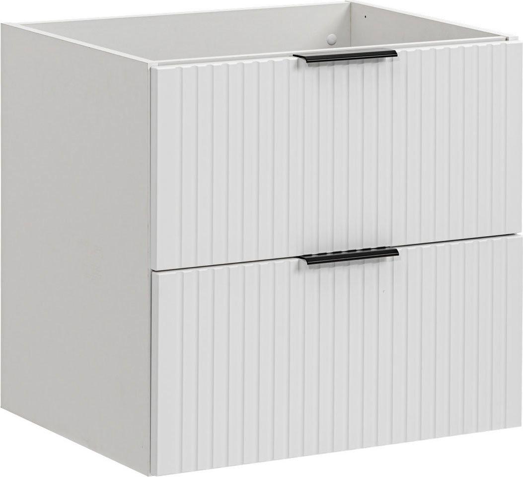 WASCHBECKENUNTERSCHRANK Niva hängend mit Rillenfronten in Weiß, 60/57/46 cm - Multicolor/Weiß, Holzwerkstoff/Kunststoff (60/57/46cm) - WFL GROUP