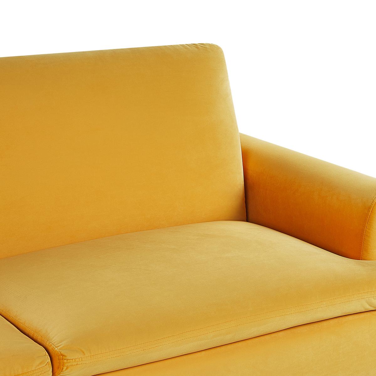 3-SITZER-SCHLAFSOFA Samtstoff Gelb Vettre - Gelb, Textil (210/88/84cm) - Beliani