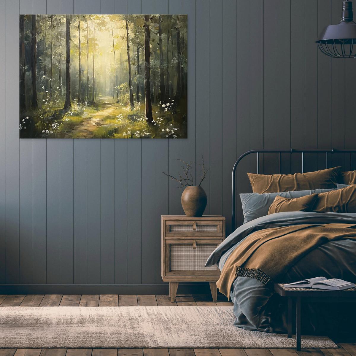 BILDER Wald Sonne Natur Grün Bäume 60x40 - Multicolor, Holzwerkstoff (60/40cm) - Wallarena