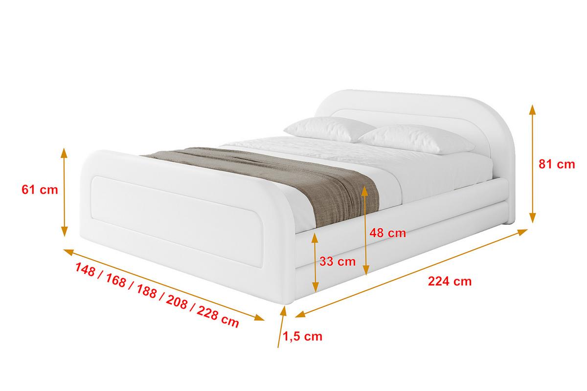 POLSTERBETT mit Bettkasten, Fußteil und Lattenrost, Boxbett ohne Matratze - LERIS-v1-Z 180x200 Weiß Kunstleder - Weiß Hochglanz, Holzwerkstoff/Textil (180/200cm) - ALTDECOR