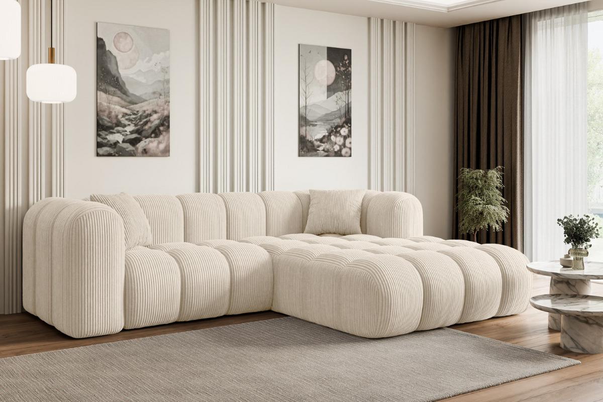 ECKSOFA Ottomane Rechts OLEA-L1 - 231x173x74 cm Beige - Beige/Schwarz, Holzwerkstoff/Kunststoff (231/173cm) - ALTDECOR