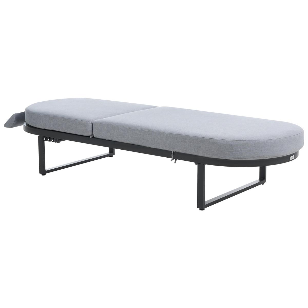 SONNENLIEGE mit Kissen Metall Grau Roncolo - Dunkelgrau/Schwarz, Metall (128/40/70cm) - Beliani