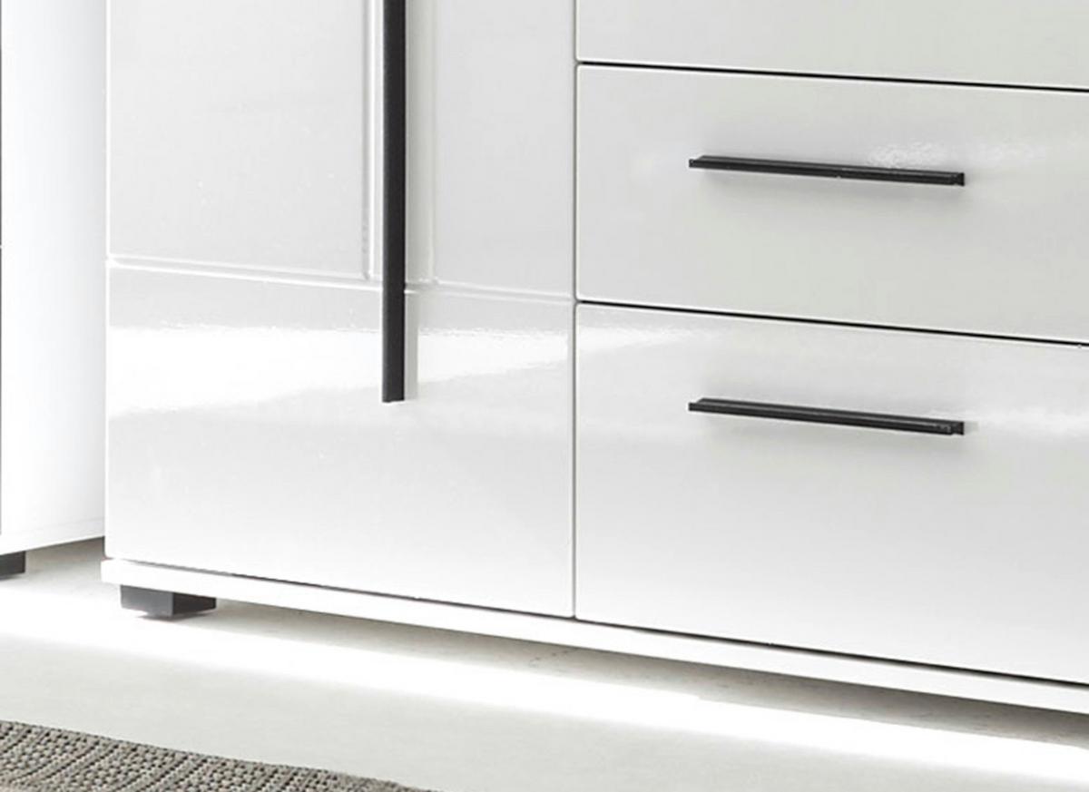 KOMMODE weiß Hochglanz 60 x 126 cm, Midischrank, modernes Design - Weiß Hochglanz/Schwarz, Holzwerkstoff/Kunststoff (60/126/37cm) - Furn.Design