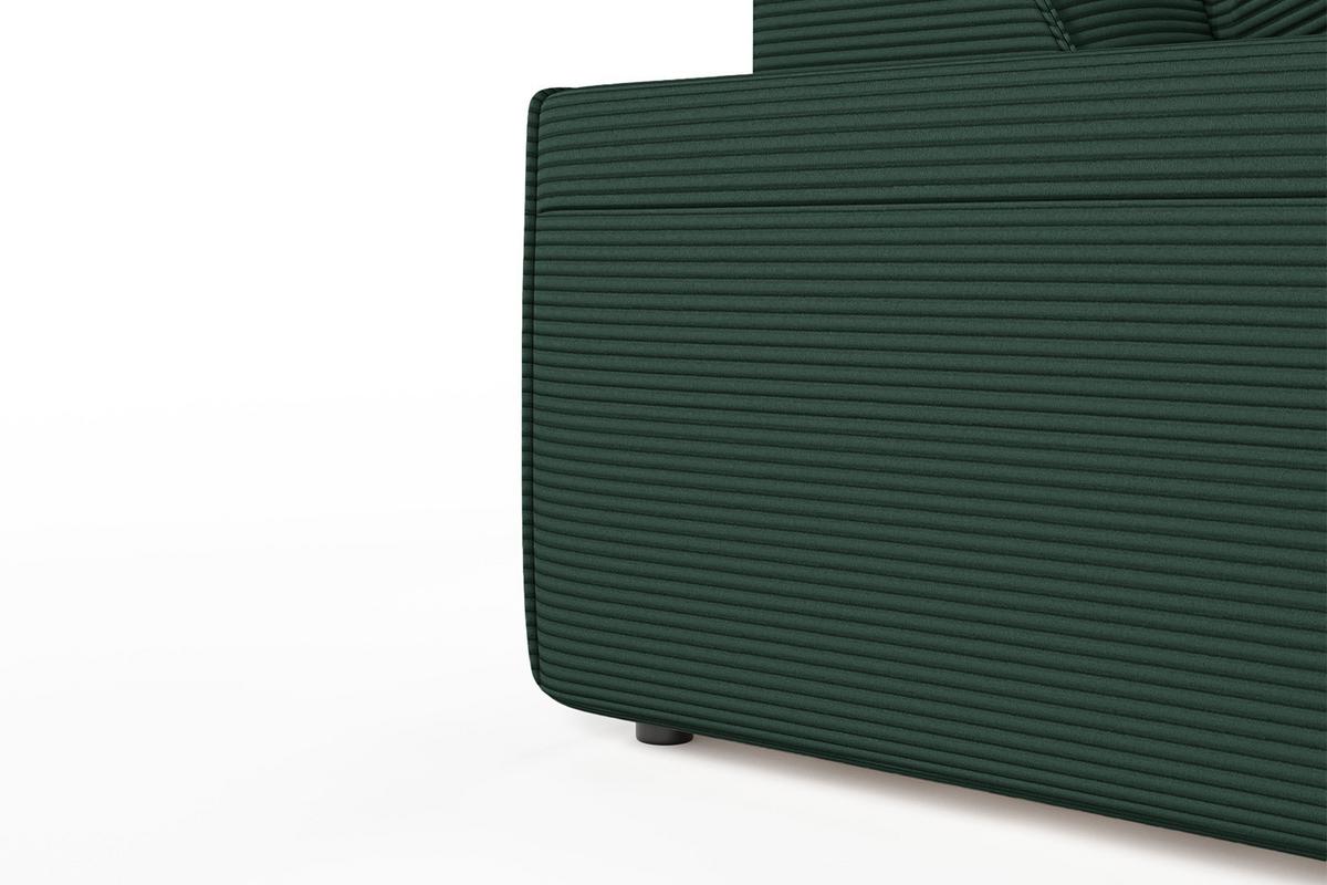 ECKSOFA RANI Smaragdgrün Cord - Smaragdgrün/Schwarz, Kunststoff/Textil (299/189cm) - KAWOLA