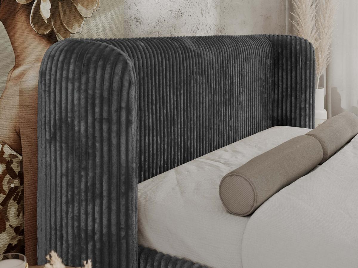 POLSTERBETT EMORA CLASSIC DUO 140/200 - Grau Cord - Multipocket-Matratze - Grau, Textil (140/200cm) - MKS