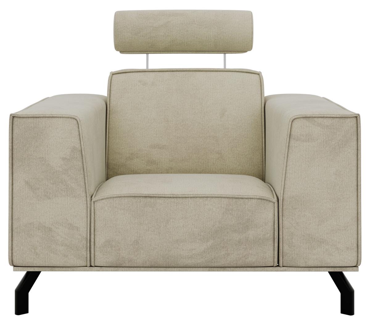 SESSEL VESANO - Beige Velvet - Beige/Schwarz, Textil/Metall (109/90/95cm) - MKS