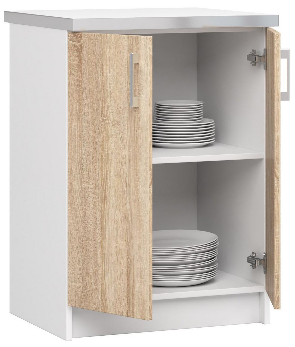 UNTERSCHRANK Weiß, Eiche Sonoma 82/60/44,5 - Weiß/Eiche Artisan, Holzwerkstoff (60/82/44.5cm) - RAUMHIRSCH FURNITURE