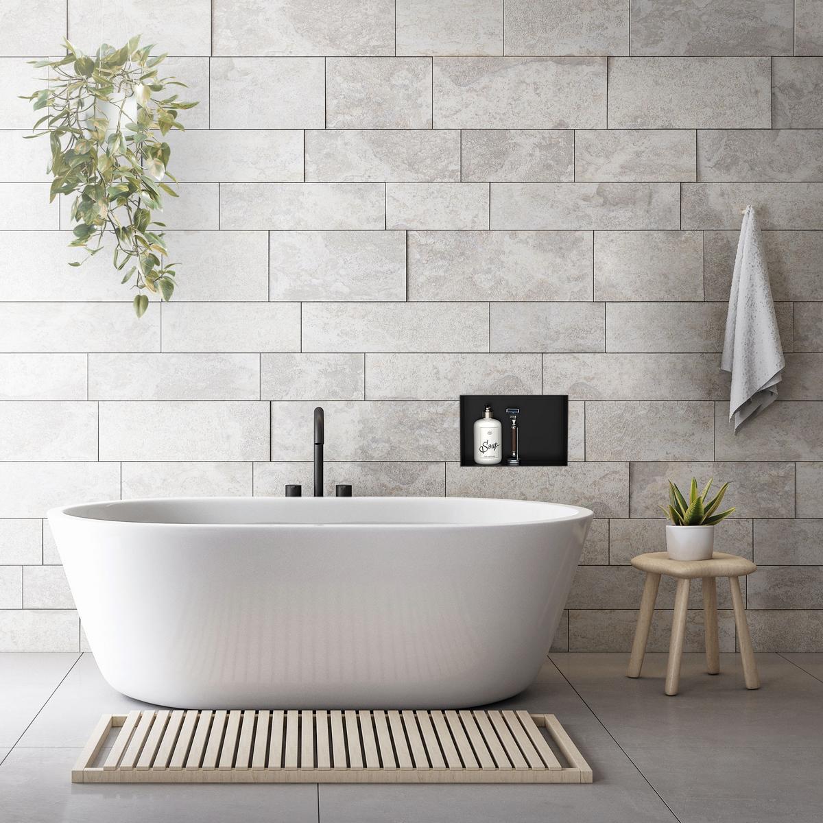 DUSCHNISCHE Schwarz 30/20 cm - Schwarz, Metall (30/20/10cm) - LuxeBath
