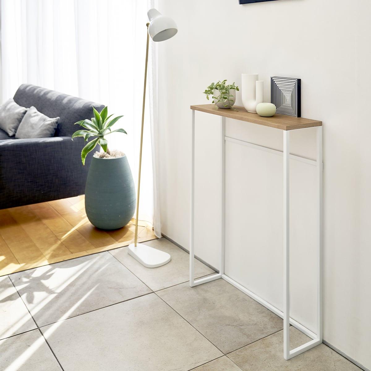 KONSOLENTISCH aus Metall und Holz - L60 cm - Weiß, Metall (19/18.5/80.5cm) - Yamazaki