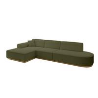 ECKSOFA Ottomane Links IREA-L2-v2 - 327x165x80 cm Grün - Platinfarben, Holzwerkstoff/Textil (327/165cm) - ALTDECOR