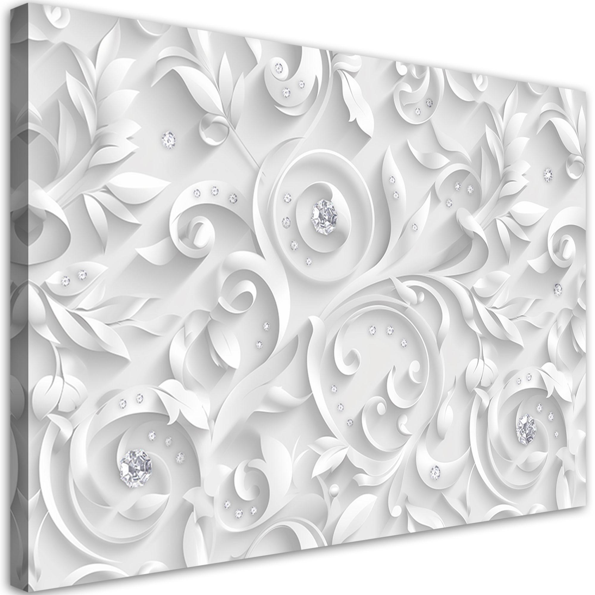 WANDBILD muster blumen diamanten glamour - Weiß, Textil (60/40cm) - Feeby