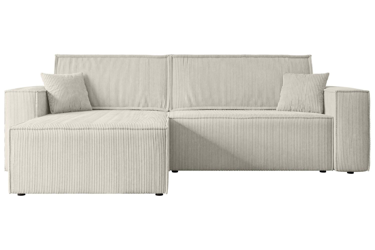 ECKSOFA mit Schlaffunktion und Bettkasten CELTIC-XL - 277x143x83 cm Creme Cord - Hellgrau/Creme, Holzwerkstoff/Kunststoff (277/143cm) - ALTDECOR