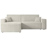 ECKSOFA mit Schlaffunktion und Bettkasten CELTIC-XL - 277x143x83 cm Creme Cord - Hellgrau/Creme, Holzwerkstoff/Kunststoff (277/143cm) - ALTDECOR