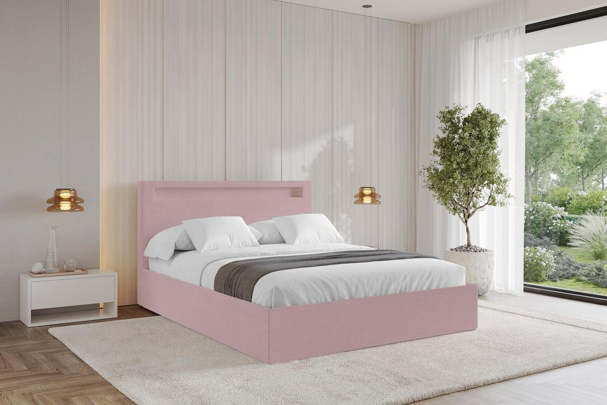 POLSTERBETT mit Bettkasten und Lattenrost, Bett mit Matratze H3/H4 - GOLA 180x200 Rosa - Rosa, Holzwerkstoff/Textil (180/200cm) - ALTDECOR