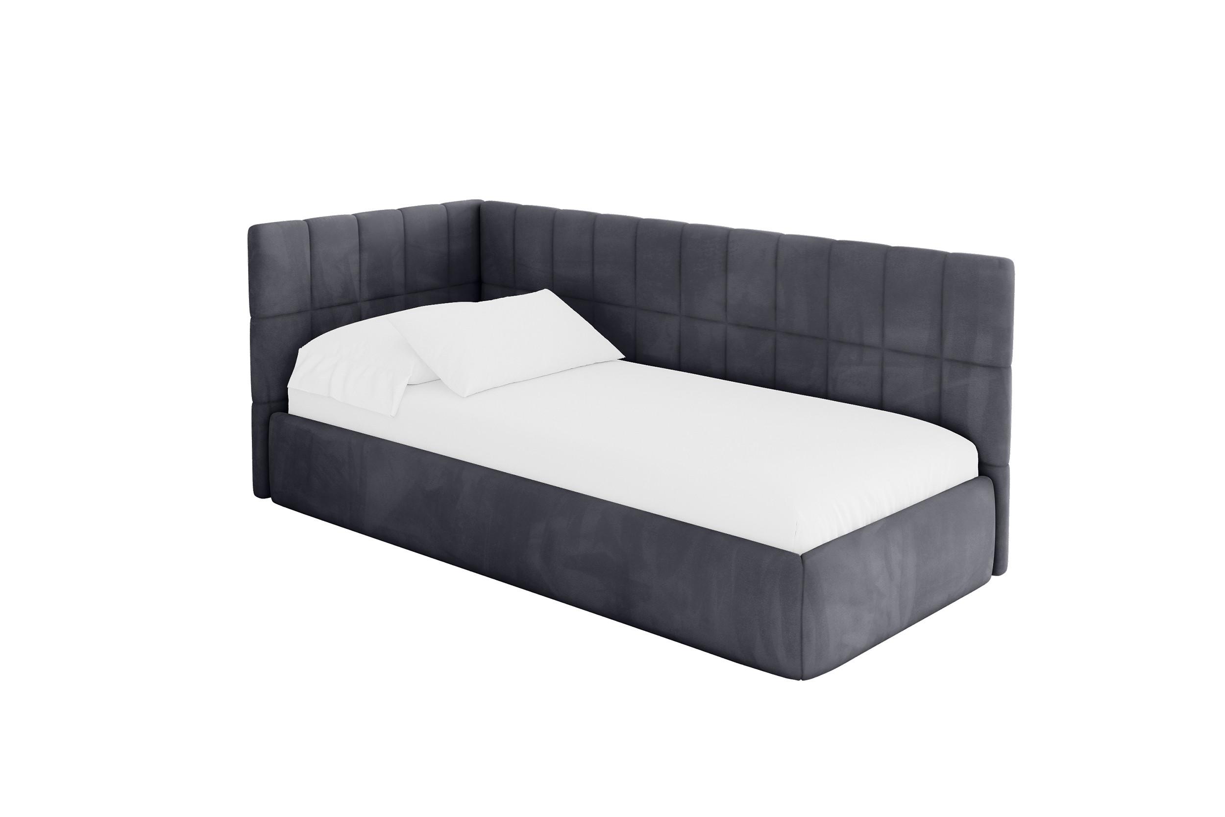 EINZELLBETT Jugendbett mit Bettkasten, Rechts - TULY 100x200 Dunkelgrau - Titanfarben, Holzwerkstoff/Textil (100/200cm) - ALTDECOR