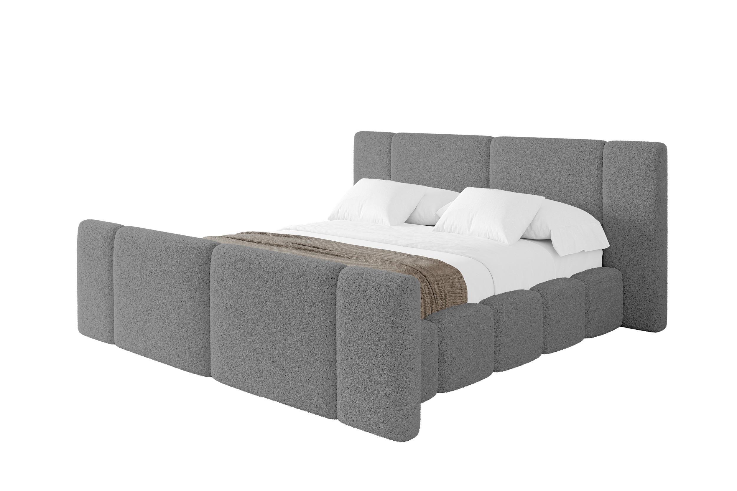 POLSTERBETT mit Bettkasten, Fußteil und Lattenrost, Bett mit Matratze H3/H4 - NILO-Z 120x200 Grau - Grau, Holzwerkstoff/Textil (120/200cm) - ALTDECOR