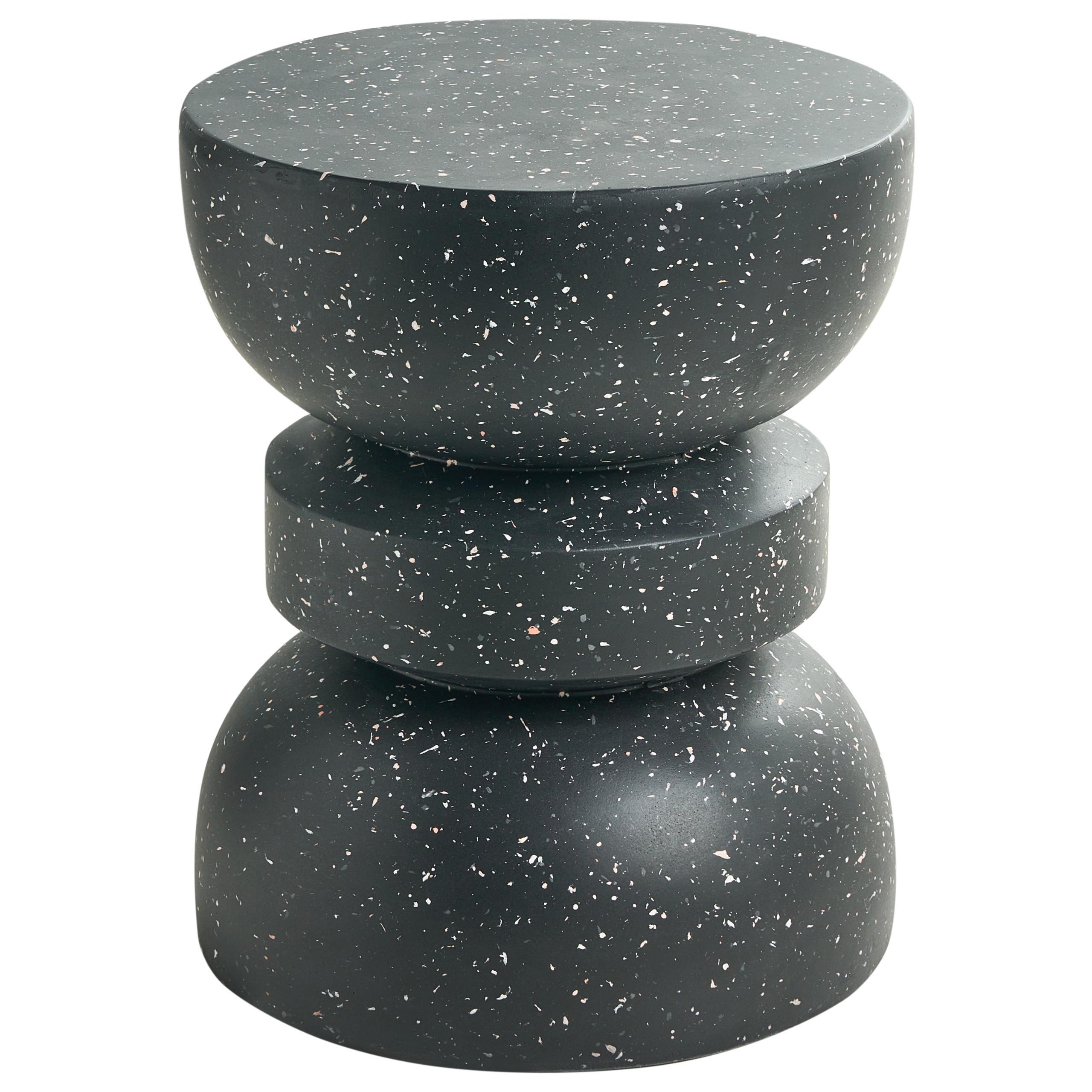 BEISTELLTISCH 37/37 cm Terrazzo Optik Terrazzo Schwarz Faliro - Schwarz, Keramik (37/37/45cm) - Beliani