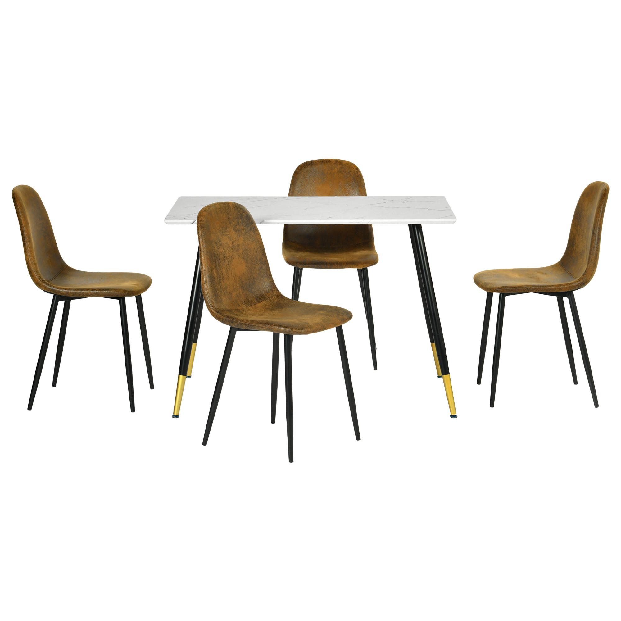 ESSTISCH SET weiß und braun - Braun/Weiß, Holzwerkstoff/Metall (70/75/110cm) - Urban Meuble