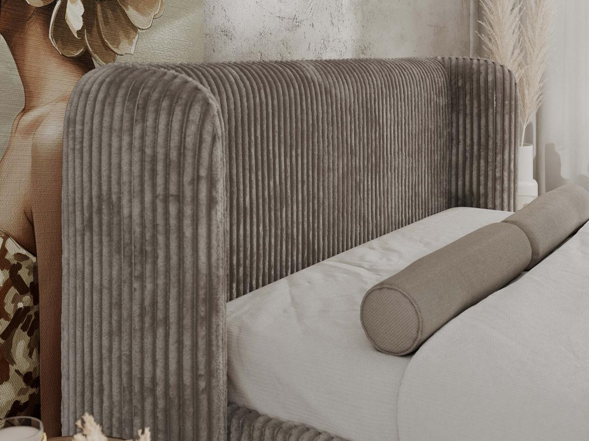 POLSTERBETT EMORA CLASSIC DUO 140/200 - Hellbraun Cord - Multipocket-Matratze - Hellbraun, Textil (140/200cm) - MKS