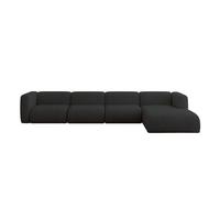 ECKSOFA Ottomane Rechts MIRA-L3 409x179x70 Schwarz Velours - Anthrazit/Schwarz, Holzwerkstoff/Kunststoff (409/179cm) - ALTDECOR