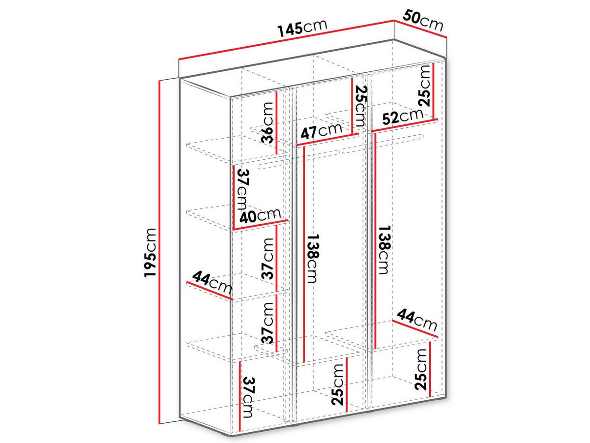 KLEIDERSCHRANK Luca LC01 - Schwarz/Grün, Holzwerkstoff/Kunststoff (145/195/50cm) - MIRJAN24