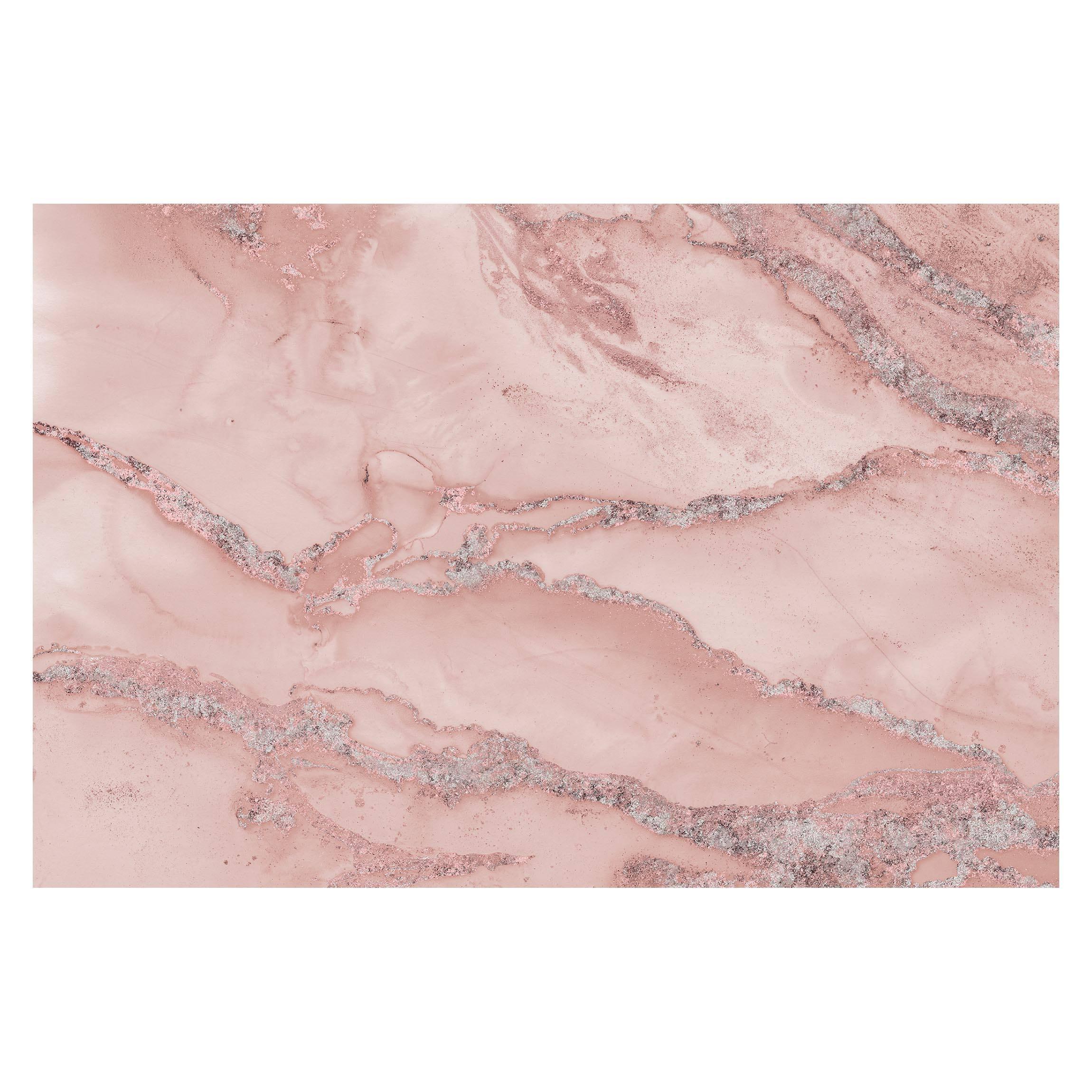 FOTOTAPETE Farbexperimente Marmor Rose und Glitzer 336/225 cm - Rosa, Papier (336/225cm) - Bilderwelten