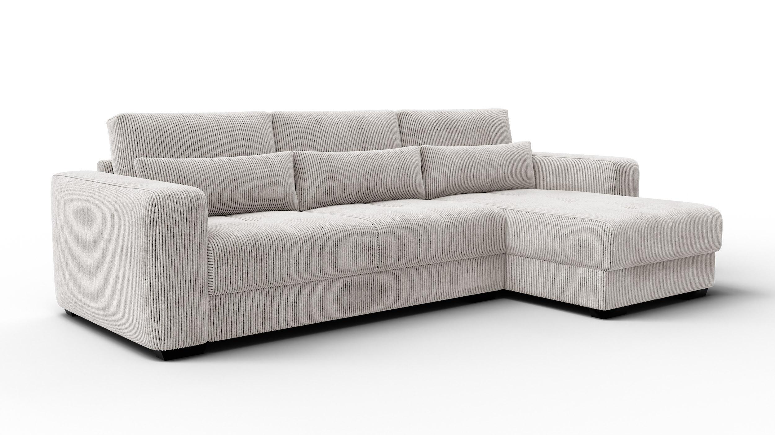 ECKSOFA OLI 4-Sitzer rechts, perlweiß - Weiß, Holz/Textil (295/172cm) - Wozimo