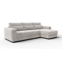 ECKSOFA OLI 4-Sitzer rechts, perlweiß - Weiß, Holz/Textil (295/172cm) - Wozimo