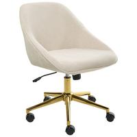 SCHREIBTISCHSTUHL Samtstoff Hellbeige Bardsdale - Beige, Textil (54/77/54cm) - Beliani