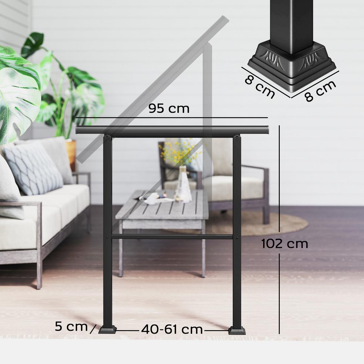 TREPPENGELÄNDER Winkelverstellbar aus Metall Schwarz - Schwarz, Metall (95/5/102cm) - Outsunny