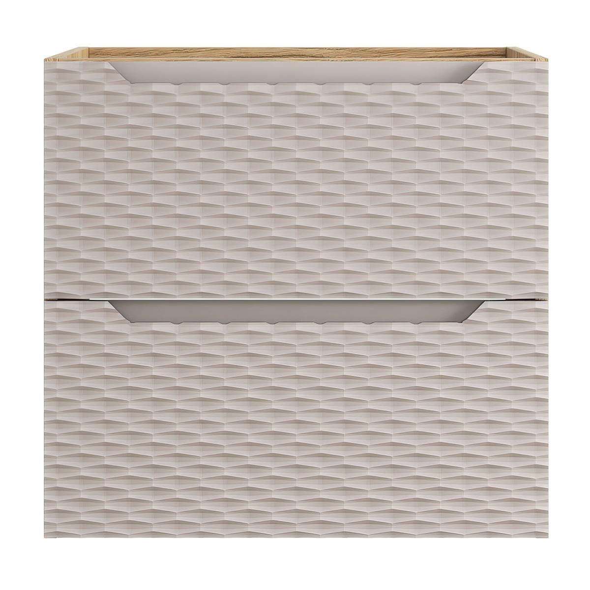 WASCHBECKENUNTERSCHRANK Ocean 2 Schubladen Cashmere mit Eiche - 60 x 46 x 59 cm - Kaschmir/Eichefarben, Holz (60/59/46cm) - Badplaats