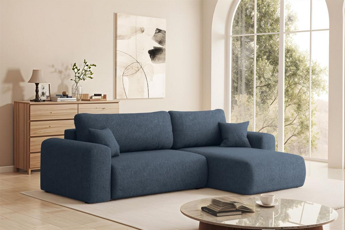 ECKSOFA Flora In Verita - Dunkelblau, Holzwerkstoff/Textil (272/145cm) - Fun Möbel