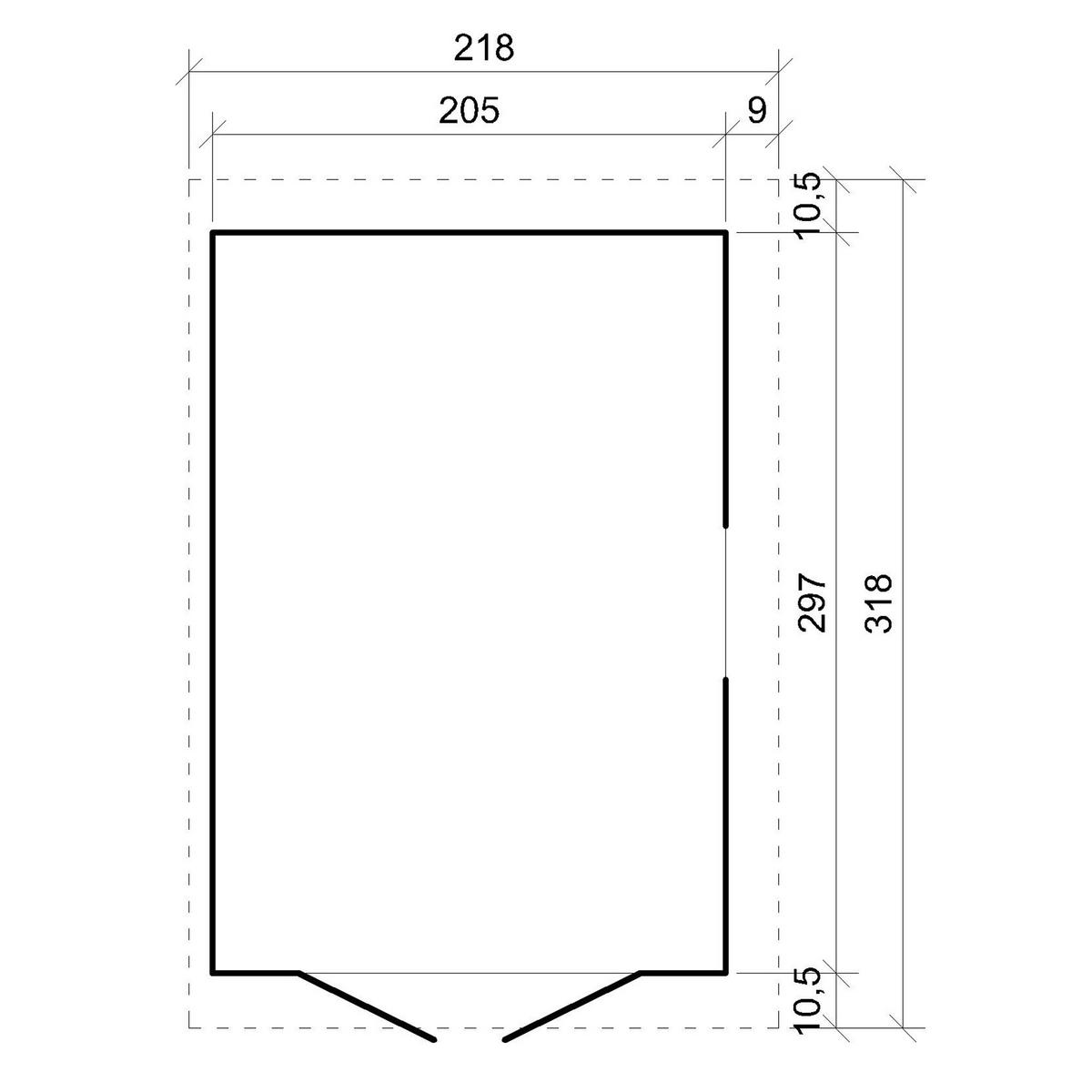 HOLZ-GARTENHAUS (mit Seitenwand) - H244x216x318 cm/6,2 m2 - M339A - Beige, Holz (218/245/297cm) - Timbela