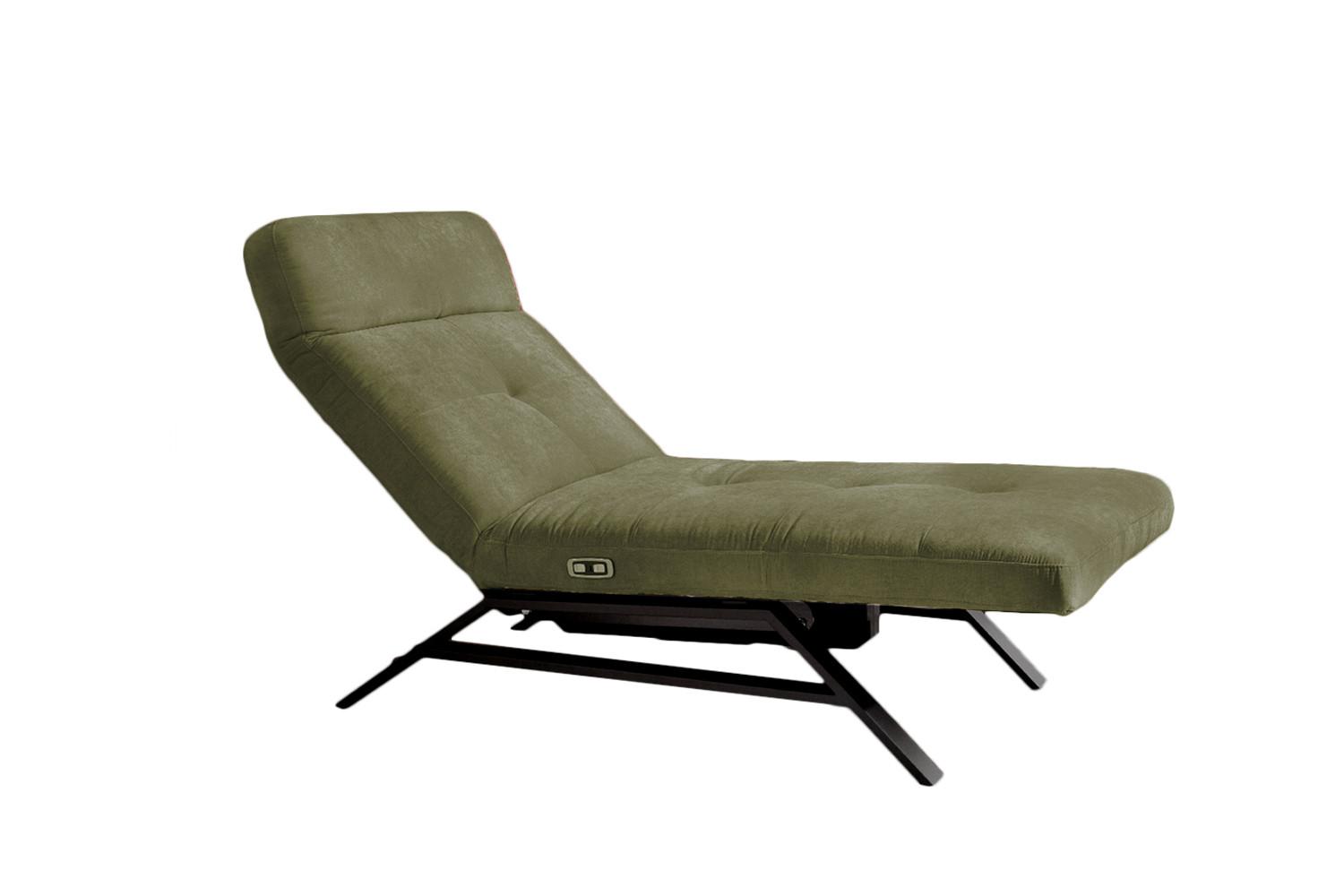 LIEGE MIT MOTORISCHER RELAXFUNKTION AMERIVA Dunkelgrün Velvet Relaxfunktion - Dunkelgrün/Schwarz, Textil (80/110/158cm) - KAWOLA