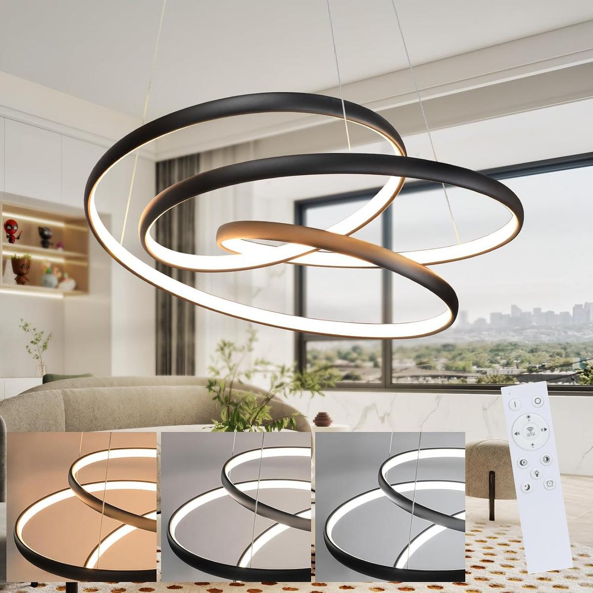 LED-PENDELLEUCHTE Thalindra 50/50/150 cm - Schwarz, Metall (50/50/150cm) - ZMH