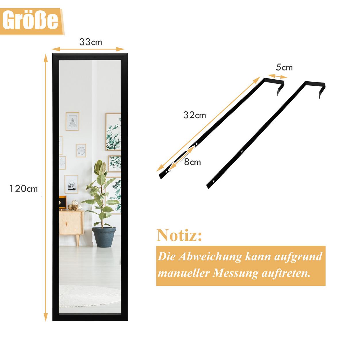 GANZKÖRPERSPIEGEL Schwarz - Schwarz, Glas (113/7.5/27cm) - COSTWAY