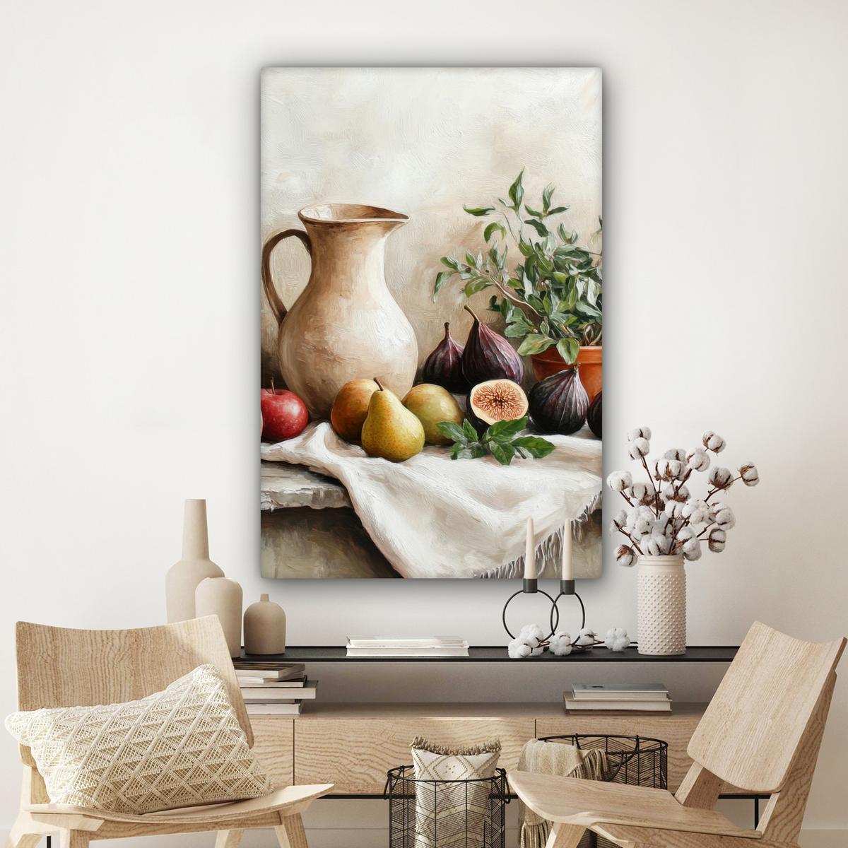 LEINWANDBILD Obst - Kräuter - Ländlich Deko XXL 80x120 cm - Naturfarben, Textil (80/120cm) - MuchoWow